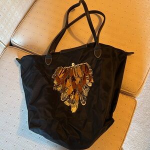 Rare feathered longchamp tote